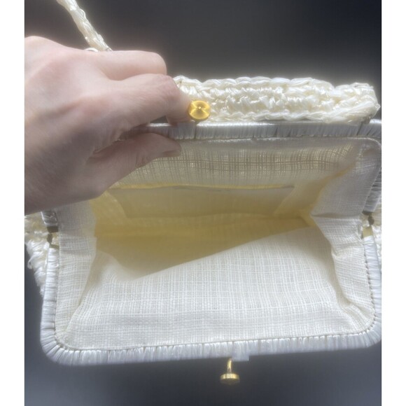 VTG Large IVORY Straw Handbag Purse Made In Italy 15” X 14” Spring Summer NWT - Picture 6 of 8